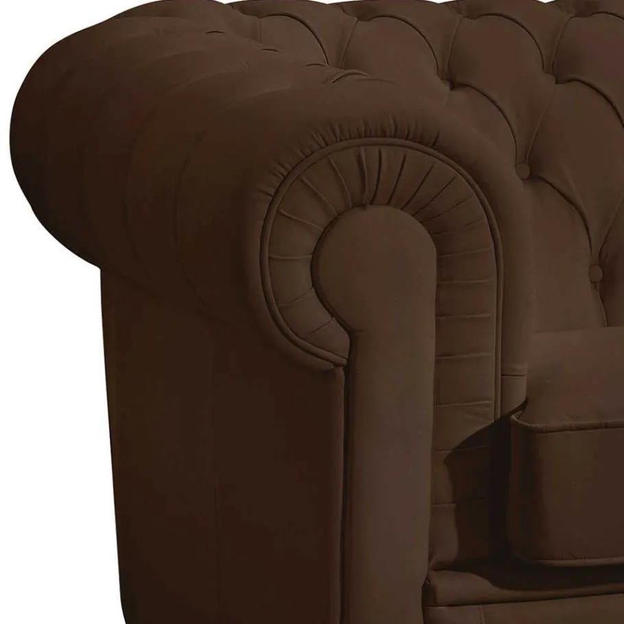 Online Wohnen Chesterfield-Sofa in Braun Leder - Cementa