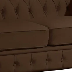 Online Wohnen Chesterfield-Sofa in Braun Leder - Cementa