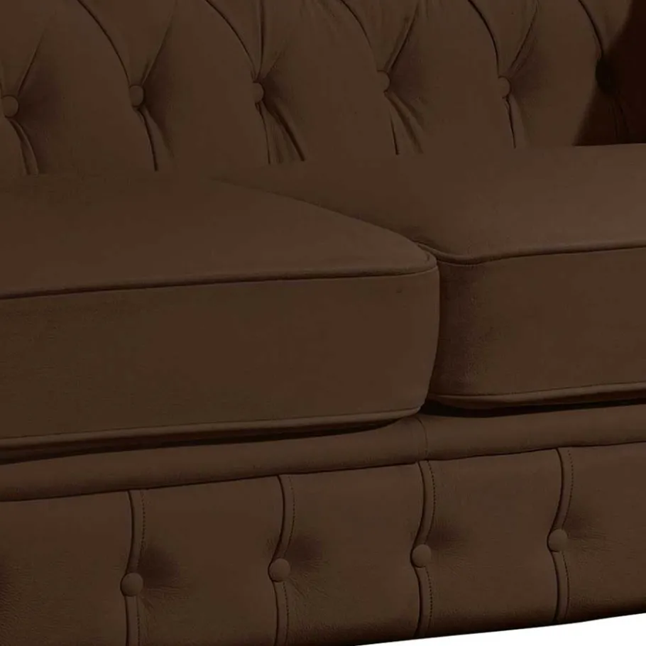 Online Wohnen Chesterfield-Sofa in Braun Leder - Cementa