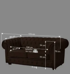 Online Wohnen Chesterfield-Sofa in Braun Leder - Cementa