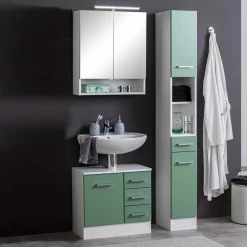 Outlet Wohnen 85cm Bad Serie Möbelset in Grün - Loenixa (dreiteilig)