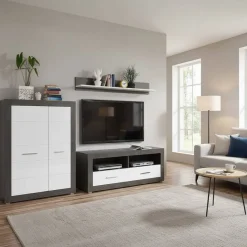 Online Wohnen 250cm breite TV Wohnwand modern - Istensa I (dreiteilig)