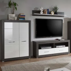 Online Wohnen 250cm breite TV Wohnwand modern - Istensa I (dreiteilig)