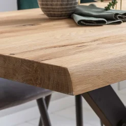 Discount Wohnen 80cm breiter Eiche Esstisch mit Metallgestell - Vledona I