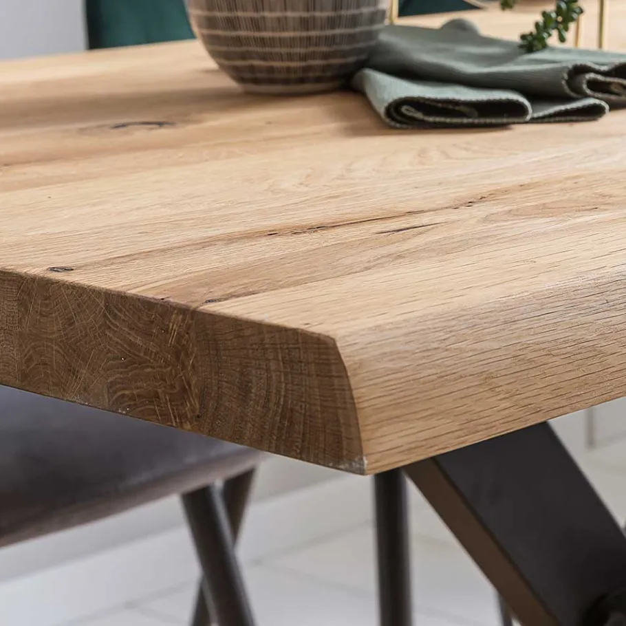 Discount Wohnen 80cm breiter Eiche Esstisch mit Metallgestell - Vledona I