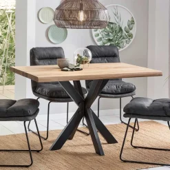 Discount Wohnen 80cm breiter Eiche Esstisch mit Metallgestell - Vledona I