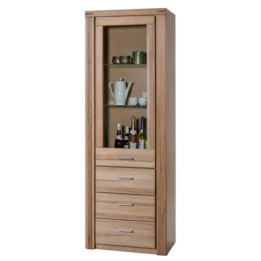 Hot Wohnen 68cm breiter Vitrinenschrank in Kernbuche - Uhelia