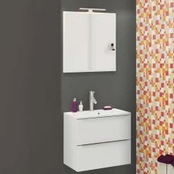 Outlet Wohnen 60cm Gäste WC Waschtisch & LED Spiegel - Livendas (zweiteilig)