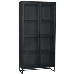 Clearance Wohnen 195cm hohe Industry Vitrine in Schwarz - Meciva