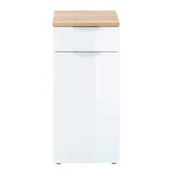 Outlet Wohnen 86cm hoher Bad Schrank in Weiß & Eiche - Etosia I