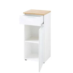 Outlet Wohnen 86cm hoher Bad Schrank in Weiß & Eiche - Etosia I