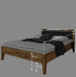 Clearance Wohnen 190cm kurzes Bettgestell aus Wildeiche massiv - Masdamos