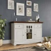 New Wohnen 130cm Landhauskommode mit Glaseinsatz - Manipur
