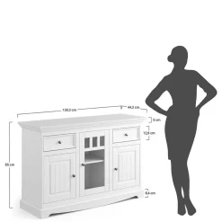 New Wohnen 130cm Landhauskommode mit Glaseinsatz - Manipur