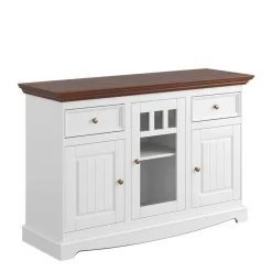 New Wohnen 130cm Landhauskommode mit Glaseinsatz - Manipur