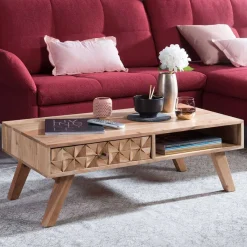 New Wohnen 35cm niedriger Couchtisch aus Holz Akazie - Liniavo