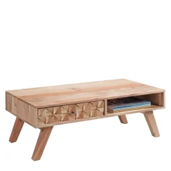 New Wohnen 35cm niedriger Couchtisch aus Holz Akazie - Liniavo