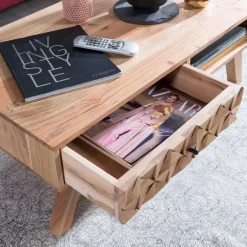 New Wohnen 35cm niedriger Couchtisch aus Holz Akazie - Liniavo