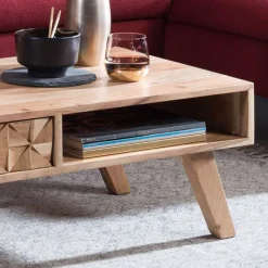 New Wohnen 35cm niedriger Couchtisch aus Holz Akazie - Liniavo