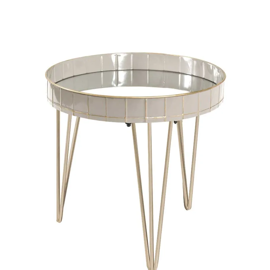 Wohnen 51cm runder Beistelltisch mit Spiegelglas - Safira