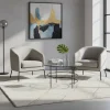 New Wohnen 60cm runder Couchtisch mit Glasplatte - Prakto