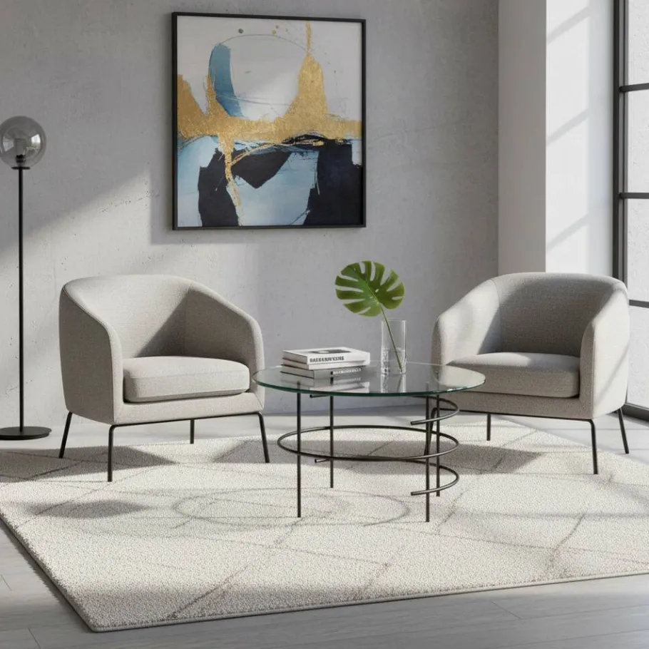 New Wohnen 60cm runder Couchtisch mit Glasplatte - Prakto