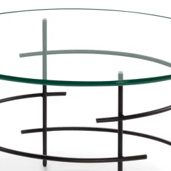 New Wohnen 60cm runder Couchtisch mit Glasplatte - Prakto