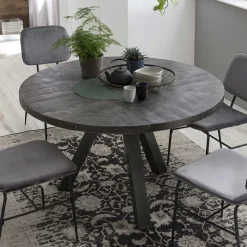 Hot Wohnen 120cm runder Holz Esstisch in Grey Wash - Nicoletta