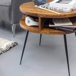 Outlet Wohnen 60cm runder Wohnzimmer Beistelltisch aus Sheesham - Pastilla