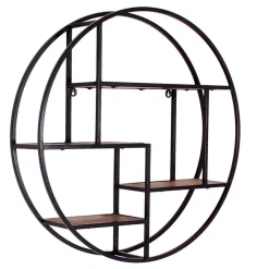 Hot Wohnen 75cm rundes Hängeregal aus Metall & Holz - Mendoza