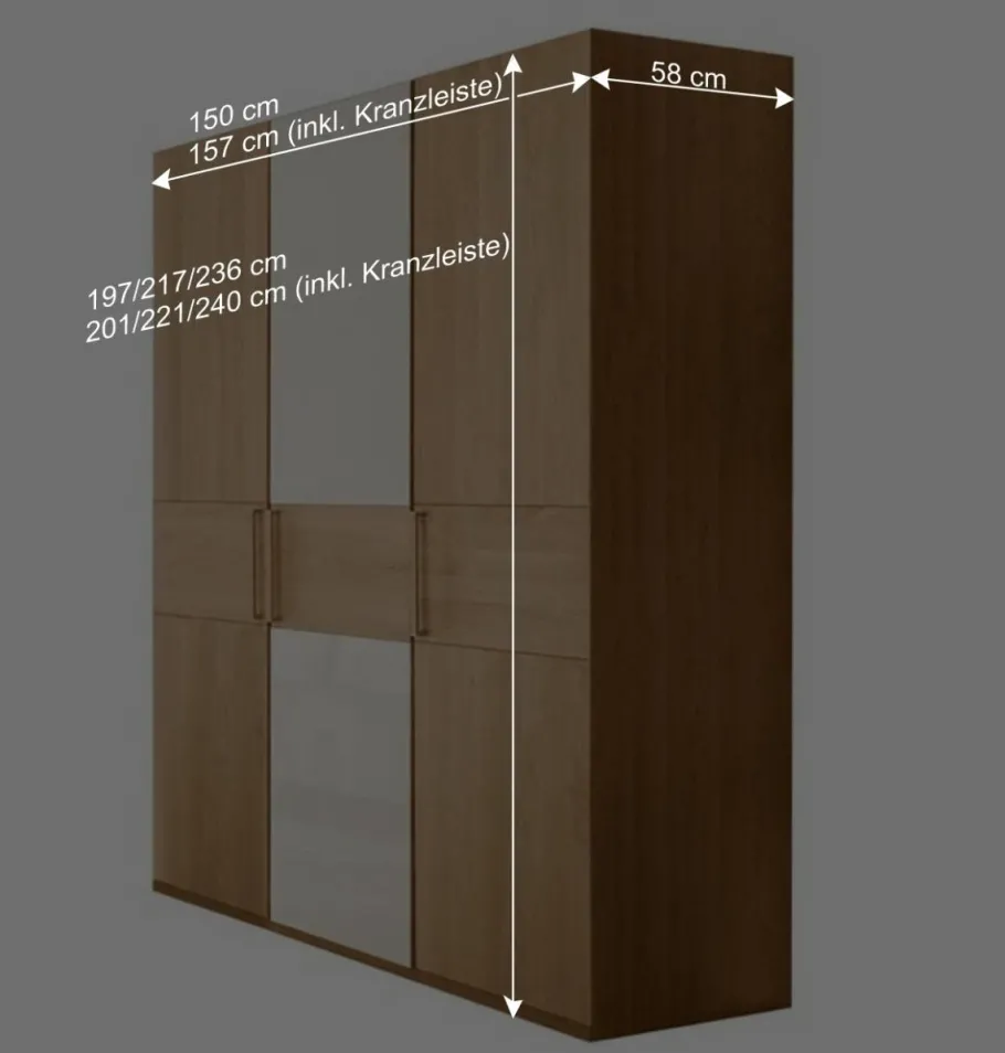 Sale Wohnen 150cm Schlafraum Kleiderschrank 3-türig - Emdsiva