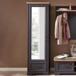 Best Wohnen 65cm schmaler Dielenschrank mit Spiegel Tür - Thumbs
