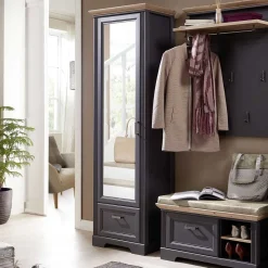 Best Wohnen 65cm schmaler Dielenschrank mit Spiegel Tür - Thumbs