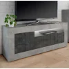 Clearance Wohnen 138cm TV Bank in Dunkelgrau & Beton Grau - Uxena