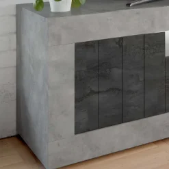 Clearance Wohnen 138cm TV Bank in Dunkelgrau & Beton Grau - Uxena
