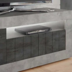 Clearance Wohnen 138cm TV Bank in Dunkelgrau & Beton Grau - Uxena
