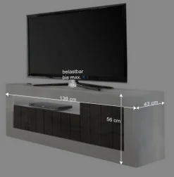 Clearance Wohnen 138cm TV Bank in Dunkelgrau & Beton Grau - Uxena