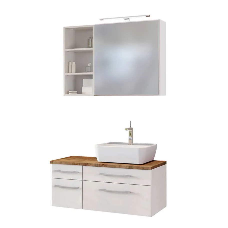 Sale Wohnen 90cm Waschbecken Möbel Set in Weiß - Enwicos (dreiteilig)
