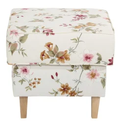 Discount Wohnen Couchhocker in Weiß mit Blumen Muster - Salines