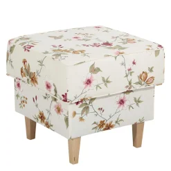 Discount Wohnen Couchhocker in Weiß mit Blumen Muster - Salines