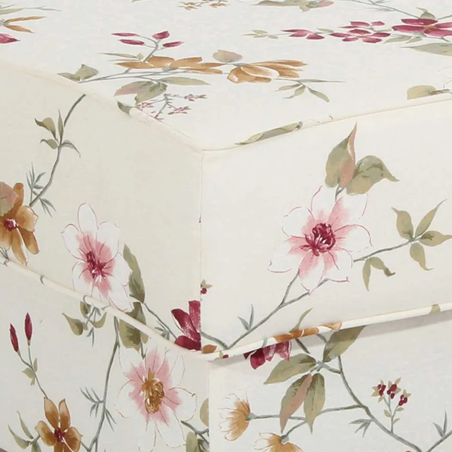 Discount Wohnen Couchhocker in Weiß mit Blumen Muster - Salines