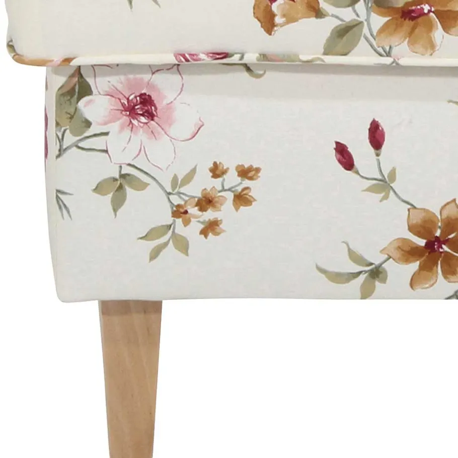 Discount Wohnen Couchhocker in Weiß mit Blumen Muster - Salines