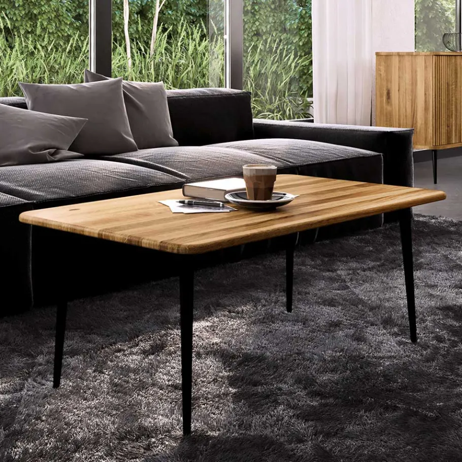 Clearance Wohnen Couchtisch aus Wildeiche mit Stahlbeinen - Casarius