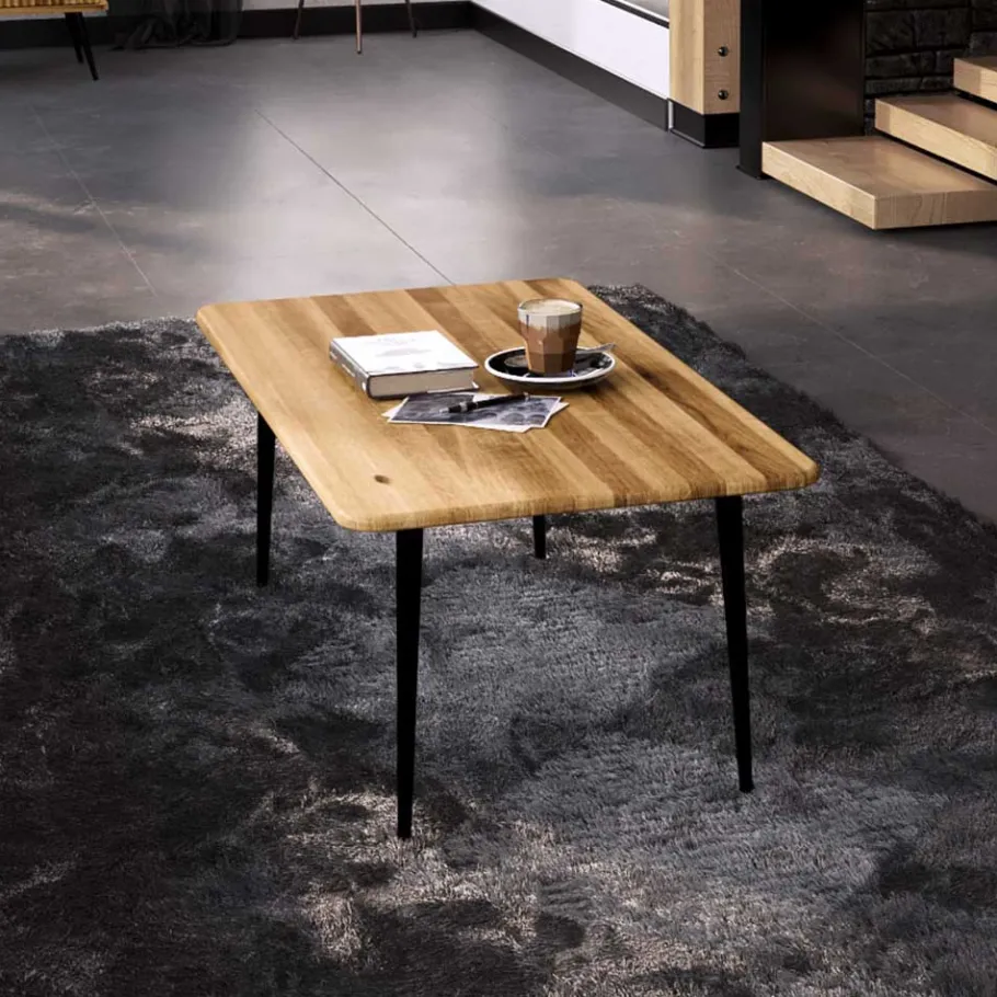 Clearance Wohnen Couchtisch aus Wildeiche mit Stahlbeinen - Casarius