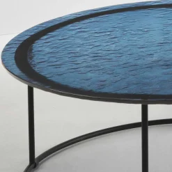 Hot Wohnen Couchtisch in Blau Strukturglas - Neive