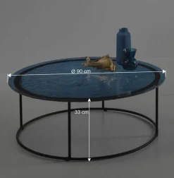 Hot Wohnen Couchtisch in Blau Strukturglas - Neive