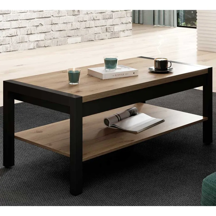 Best Wohnen Couchtisch mit Ablage in Wildeiche Holzoptik - Zavorra
