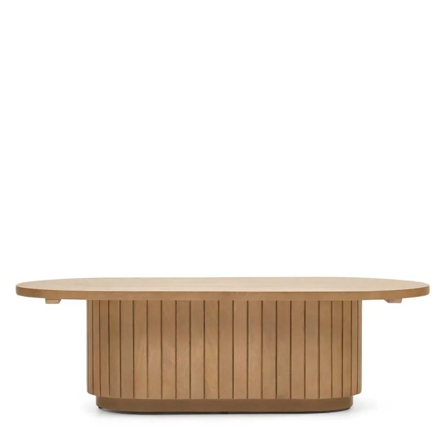 Outlet Wohnen Couchtisch mit Säulengestell aus Massivholz - Ilvenda