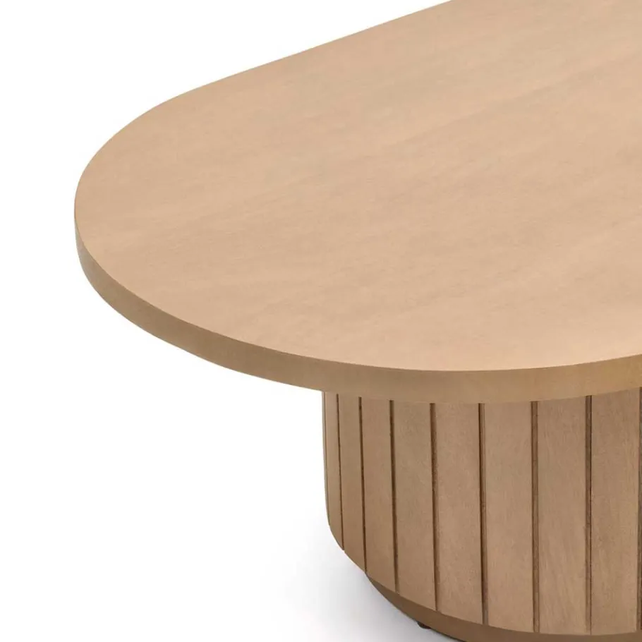 Outlet Wohnen Couchtisch mit Säulengestell aus Massivholz - Ilvenda