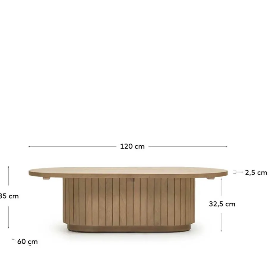Outlet Wohnen Couchtisch mit Säulengestell aus Massivholz - Ilvenda